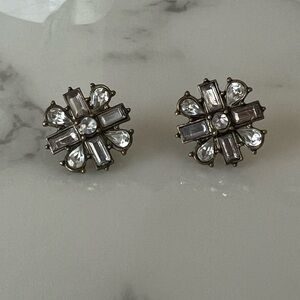 🔴Vintage Rhinestone Earrings, Starburst Design, Pierced